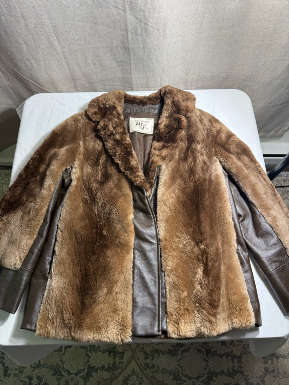 Vintage Sheared Beaver Fur Coat Meier & Frank Leather Panel Jacket Small See Pic